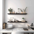 PHPH 36 Inch Wood Floating Shelves for Wall, Wooden Wall Shelves for Bedroom, Set of 4 Brown
