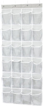 Simple Houseware 24 Pockets Large Clear Pockets Over The Door Hanging Shoe Organizer, Gray (56" x 22.5")