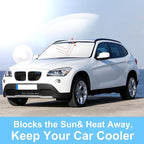 TINGLU Sun Shade for BMW X1 E84 2011-2015 Accessories Windshield Sun Shade Window Shade UV Rays Protection Sun Visor Cover with Steering Wheel Sunshade Storage Bag