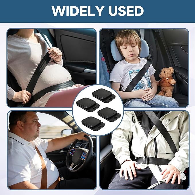 Seat Belt Clips, 2.9" Width Adjustable Anti - Slip Car Clips Shoulder Limiter Adjuster for Adults Car Sedans SUV RV MPV Seat, Comfort & Safety Accessory for Car (4 Pack)