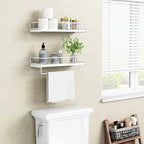Forbena Bathroom Shelves for Wall Set of 2, White Nursery Floating Book Shelves for Kids Room, Small Wall Mount Bookshelf and
