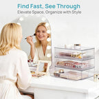 Vtopmart 12.1''W Clear Stackable Storage Drawers,4 Pack Acrylic Plastic Organizers Bins for Makeup Palettes, Cosmetics, and B