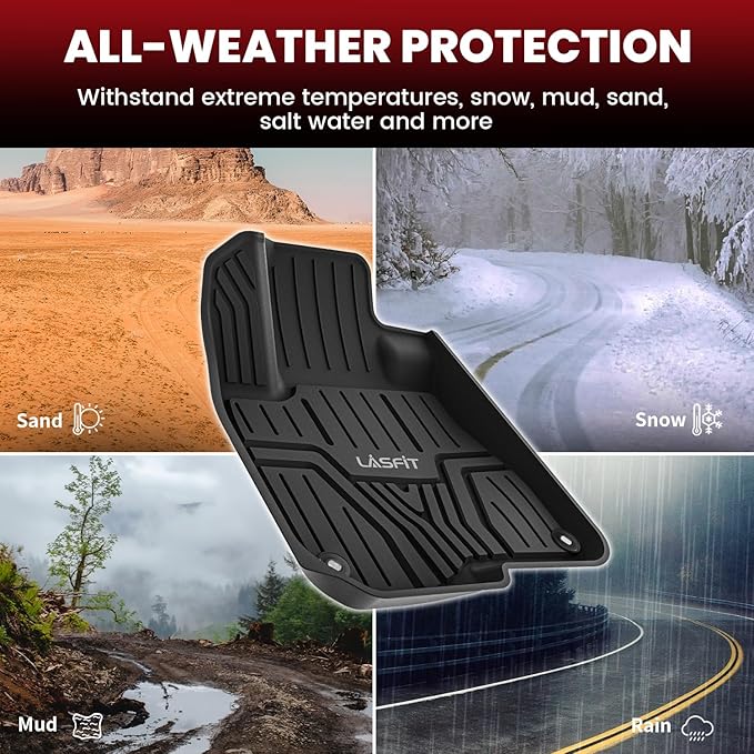 LASFIT Floor Mats & Trunk Mat for Honda CR-V 2017-2022 (NOT for Hybrid), All Weather Protection TPE Floor Liners 1st & 2nd Row & Cargo Mat Full Set, Black