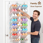 UVIAHOMI 30 Pairs Over the Door Shoe Organizer, Breathable Mesh Pocket Hanging Shoe Storage for Closet, 10-Tier Door Shoes Ra
