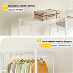 Raybee Clothes Rack with Cover,Clothing Racks for Hanging Clothes Heavy Duty,Portable Closet with Shelves,Adjustable,Loads 90