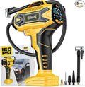 160PSI Cordless Tire Inflator Compatiblew with Dewalt 20V Battery, Portable Air Compressor for Auto, Motorcycles, Bikes, Car Air Pump with Auto Shut-Off, LCD Display, LED Light, 4 Nozzles