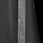 CAR PASS Leather Car Seat Covers Front Two Tesla Model 3 Model Y, Bling Waterproof Universal fit High Back Bucket Diamond Shining Glitter Crystal Sparkle, Truck SUV Cute Women Girl, Silver Rhinestone