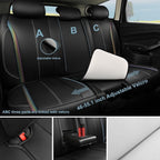 CAR PASS Back Seat Covers, Nappa Leather Rear Seat Bench Cushion Waterproof Breathable Back Row Protector Universal Fit for C