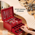 Greenfeather Jewelry Boxes for Women, Jewelry Organizer Box with Lid 3 Layers for Necklaces Rings Earrings and Bracelets Box 
