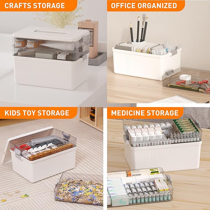 Citylife 3-Tier Medicine Cabinet Organizer,Medicine Cabinet First Aid Kit with Handle,Portable Multi-Purpose Storage Box Suit