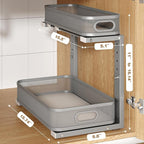 1 Pack 15.7IN-Depth Under Sink Organizer With Smooth Cylindrical Rail,2-Tier Pull Out Multi-Purpose Cabinet Storage for Bathr