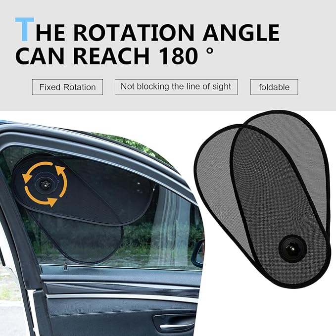 2 PCS Car Window Shades for Baby, Adjustable Side Window Sun Shade, 15.75" × 8.27" Mesh Sun Shade Blocker, Fit for Driver/Passenger/Rear/Back/Windows (Black)