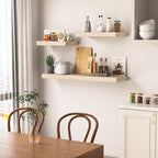 Vivelove Natural Wood Floating Shelves 48”，8 inch Deep Floating Shelf with Invisible Brackets, Unfinished Wall Shelves for Li
