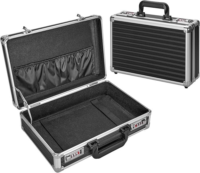 LOCKCURX File Organizer Storage Box - 14.2 x 9.4 x 4.5 Inch Medium, Portable Locking Storage Totes with Dual Combination Lock