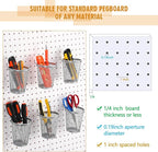 Spakon 6 Sets Pegboard Cups with Ring Hook, Peg Board Baskets Bin Holder Organizer Accessories Pegboard Pencil Cup Multipurpo