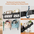 29 inch Coat Rack Wall Mount with Shelf, Set of 2 Heavy Duty Coat Hooks Wall Mount, Entryway Coat Hanger Wall Shelf with Key 