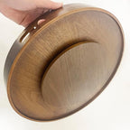i-lan 16-inch Wooden Lazy Susan Turntable - Large Decorative Rotating Tray Made of Walnut Wood with Dual Handles & Silent Bea