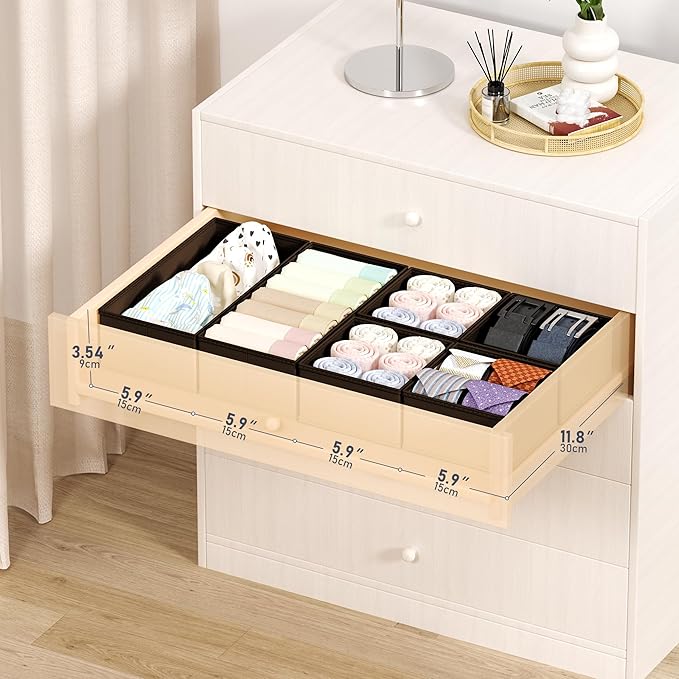 DIMJ Drawer Organizer Clothes Storage - 16 Pack Baby Dresser Organizer for Nursery, Foldable Drawer Dividers for Bedroom Clos