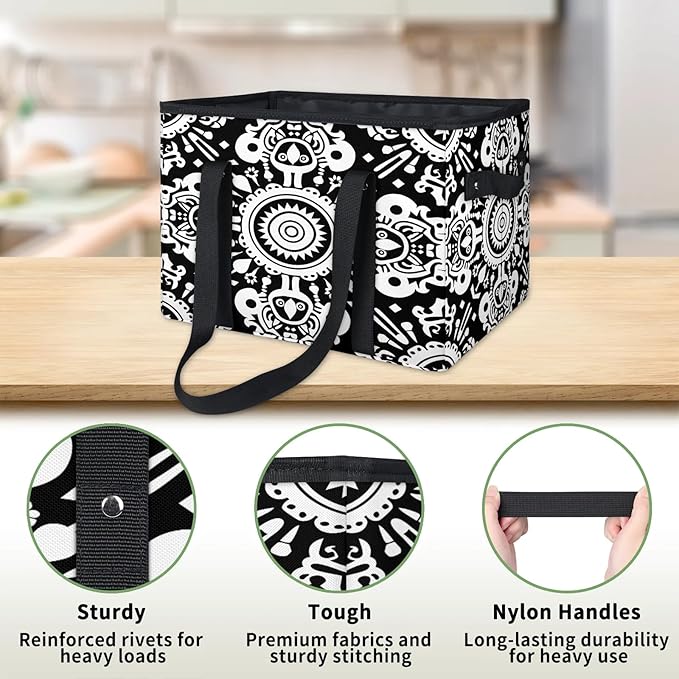 Reusable Grocery Bag, Foldable Large Shopping Tote Bag for Groceries Kitchen Picnic Car Trunk