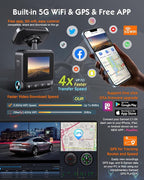 Sarmert C1 5K Dash Cam Front - Built-in GPS and 5G WiFi, Sony STARVIS Sensor, HDR Night Vision Car Camera, 5K/4K/2.5K UHD Das