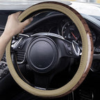 CAR PASS Wood Grain 14.5-15 inch Microfiber Leather Steering Wheel Cover, Anti-Slip Veins Design Steering Wheel Universal Fit