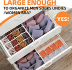 Criusia Drawer Organizer - 6 Set Clothes Organizer for Closet & Bedroom - 90 Cells Bins for Sock, Underwear, Bra, Baby Clothe