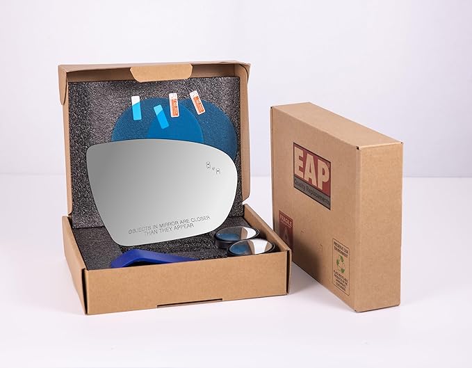 EAP Passenger Side Mirror Glass Compatible with Kia Optima 2014-2015, Optima Hybrid 2014-2016, Heated with Blind Spot, 876214C000, 876212T510