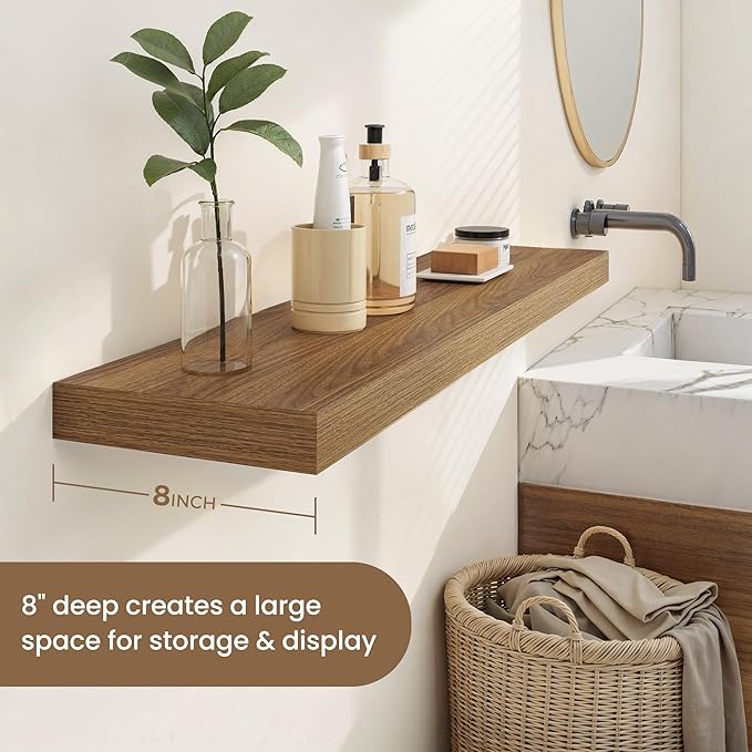 Dreamland 55 Inches Floating Shelves for Wall, 8" Deep Long Floating Shelves Set of 1, Large Display & Storage Shelf, Wall Sh