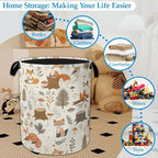 Woodland Fox Laundry Basket Collapsible Laundry Hamper, Oxford Cloth Storage Bin for Room/Bathroom/Bedroom/Dormitories 16" X 