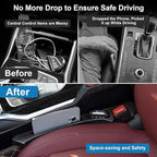 2PCS Car Seat Gap Filler Organizer, Car Side Seat Gap Filler with Phone Holder, Gap Stopper Fill Gap Between Seat and Console to Stop Things from Dropping Fit Cars SUVs Trucks（Black）
