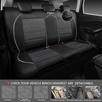 CAR PASS Piping PU Leather Car Seat Cover Full Set, Inside Zipper Design and Reserved Opening Holes, Airbag Compatible,Universal FIT for Car, SUVs,Van,Trucks（Full Set, Black & Silver