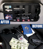 Semi-Rigid Car Sun Visor Organizer, Molle Panel Vehicle Storage with Zipper Pouch for Tactical Gears, Fits Cars, SUVs & Trucks
