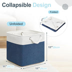 Posprica 11×11×11 Storage Cubes, Collapsible Storage Bins Organizer for Closet, Fabric Storage Box with Cotton Rope Handles, 
