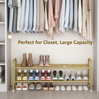LINZINAR Shoe Rack Long 2 Tier Shoe Storage Organizer Metal Wide Shoe Shelf for Closet Entryway Bedroom 18 Paris Large Capaci