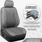 CAR PASS 3D Foam Mesh Leather Car Seat Covers Front Seats, Grey Breathable Front Seat Cover for Cars, Comfortable Universal F