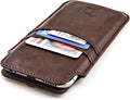 Dockem Provincial Wallet Sleeve for iPhone SE 2/3, 12/13 Mini, 8, 7, 6, 6S (5.4/4.7 inch) – Vintage Vegan Leather Pouch Cover with 2 Card Holder Slots [Brown]