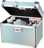 Adazzo Lockable Medicine Storage Box - Turquoise Cabinet Med Lock Organizer, 10 x 7 x 9 Inches Safe Med Case with Lock for Ho