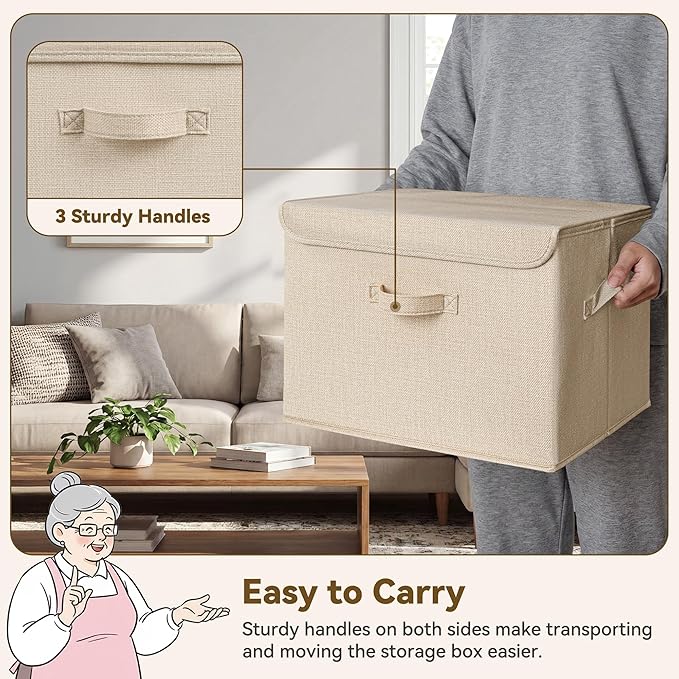GRANNY SAYS Closet Storage Bins, Decorative Storage Boxes with Lids, Clothes Organizing Bins, Lidded Baskets for Toys, Clothi