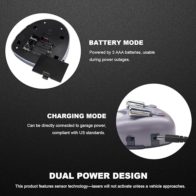 Dual Laser Garage Assist Parking Guide, 360 Degree Adjustable Laser Head Guide Sensor with AC Adapter, Motion Activated Park Right Assistance Stop Indicator for Car SUV Truck