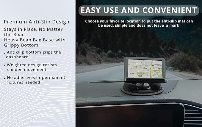 – Car Dashboard Mount | Soft Nylon, Metal Round Mount Dashboard | Weighted Sandbag Base with Magnetic Mount Option | Ideal for Phone Holders, Dash Cams, Cars, Trucks & Rvs | Black - 1 lb