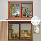 HIDBEA One Way Privacy Window Film, Daytime Mirror Reflective Heat Control UV Sun Blocking Non-Adhesive Static Cling Window Tint for Home and Office (Brown-Silver, 35.4 Inch x 16.4 Feet)