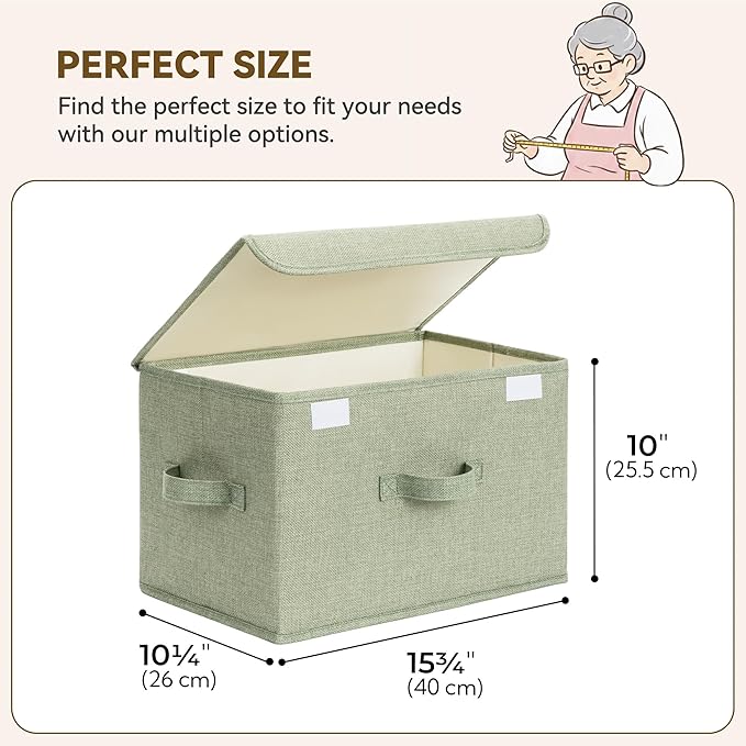 GRANNY SAYS Stoarge Basket with Lid, Decorative Storage Boxes, Closet Storage Bins for Clothes, Collapsible Stackable Organiz