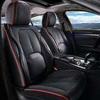 Coverado Car Seat Covers Full Set, Premium Nappa Leather Seat Covers for Car, Waterproof Car Seat Protector with Lumbar Suppo