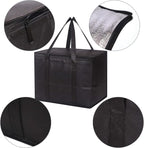 Set of 2 Large Insulated Reusable Grocery Bags with Sturdy Zipper and Handles, Foldable Washable Heavy Duty Cooler Totes for Hot or Cold Food Delivery, Groceries, Travel, Shopping
