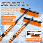 39" Extendable Snow Brush with Ice Scraper & Squeegee for Car Windshield,Rotating Auto Snow Brush with Foam Grip,Heavy Duty Car Snow Brush and Ice Scraper Combo for Truck SUV,Orange