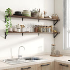 Axeman 55 Inch Floating Shelves | 8 Inch Deep Brown Wall Shelves Set of 2 | 55" W x 8" D Rustic Brown Wood Shelves for Bathro