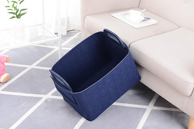 Storage Basket Felt Storage Bin Collapsible& Convenient Box Organizer with Carry Handles for Office Bedroom Closet Babies Nur