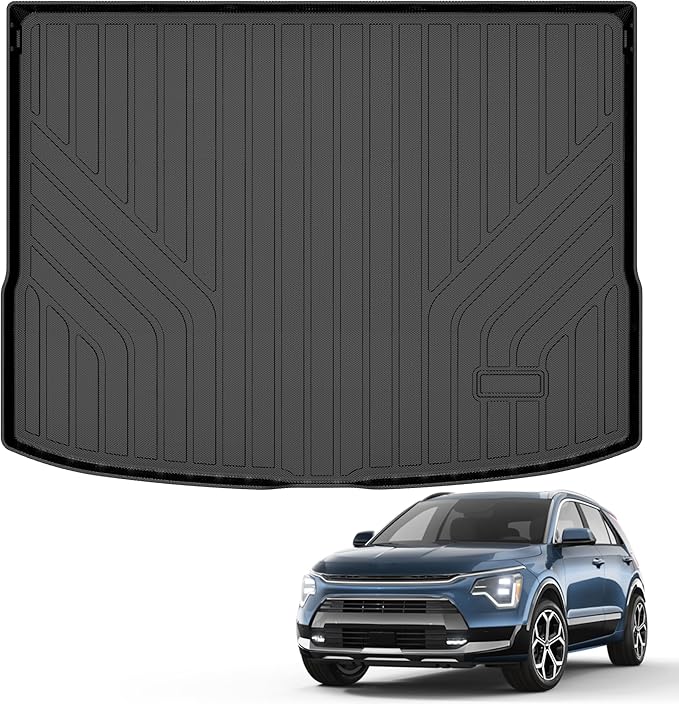 All Weather Cargo Mat Fit for Kia NIRO 2026-2023 (Not for PHEV or EV) TPE Rubber Cargo Liner Set NIRO Accessories All Season Guard Odorless Anti-Slip Trunk Tray Black