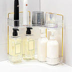 Corner Bathroom Counter Organizer Bathroom Countertop Shelf Makeup Organizer for Vanity Perfume Tray for Corner Storage (2 Ti
