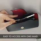 Car Sunglasses Holder for Car Visor Vegan Leather Auto Eyeglass Case with Clip Automotive Interior Visor Accessories